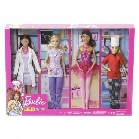 Barbie Carriere Lavoro 4 Barbie Scienziata, Infermiera, Ballerina, Cuoca  GKV92 Mattel