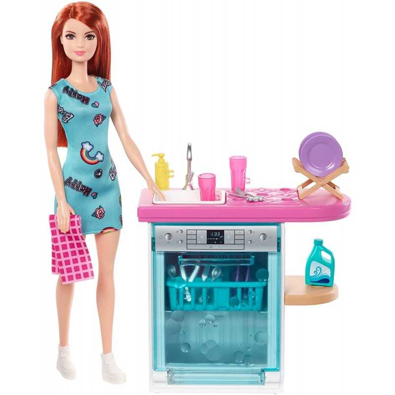 Barbie Arredamento Casa Lavastoviglie con Cucina e Accessori FXG35 Mattel  3a+