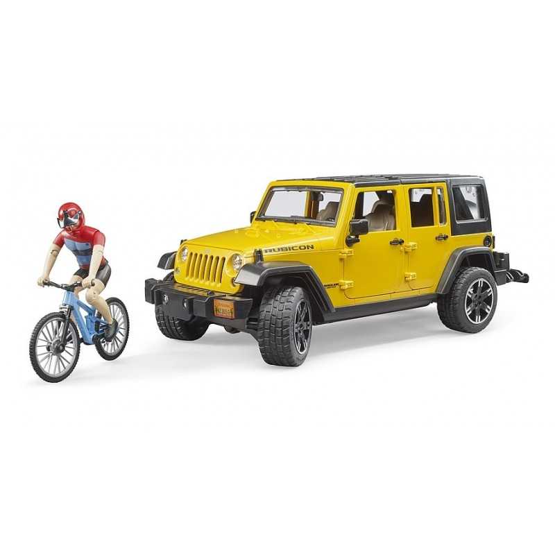 Bruder 02543 Jeep Wrangler Rubicon con Ciclista e Mountain Bike 4a+