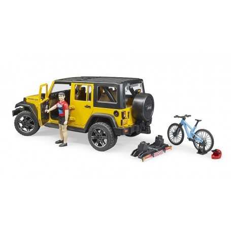 Bruder 02543 Jeep Wrangler Rubicon con Ciclista e Mountain Bike 4a+