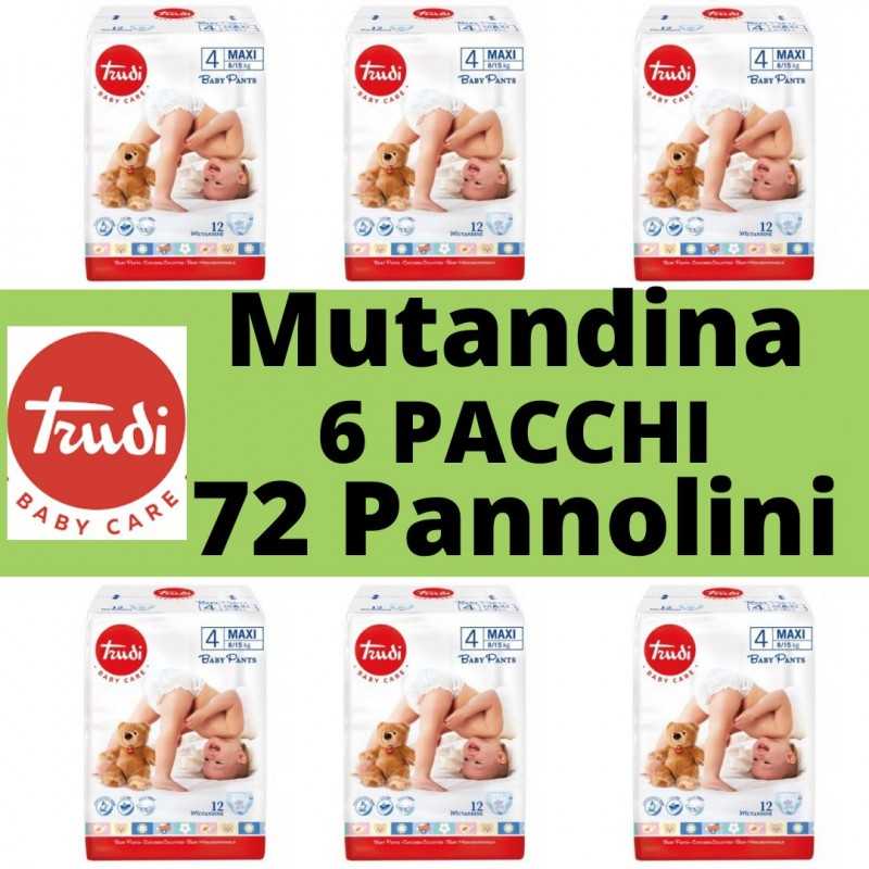 Pannolini Mutandina Taglia 4 Offerta 6 Pacchi Scatola Maxi Trudi Baby Pants  8-15 kg 72 Pannolini