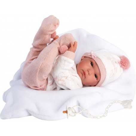 Bambola Reborn Llorens Newborn con Copertina 35 cm con Accessori 63570  Fatta a Mano