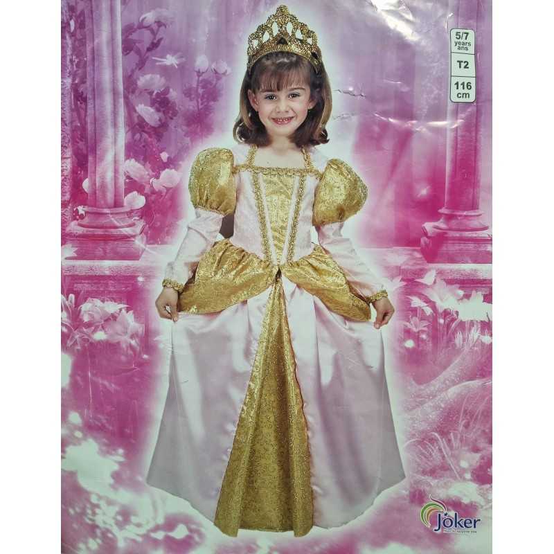 Costume Principessa Rosa Oro 6 anni con Corona J288-002 Joker