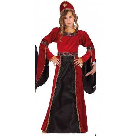 Costume Principessa Nero Red Bambina 6 anni con Corona in Stoffa 07237