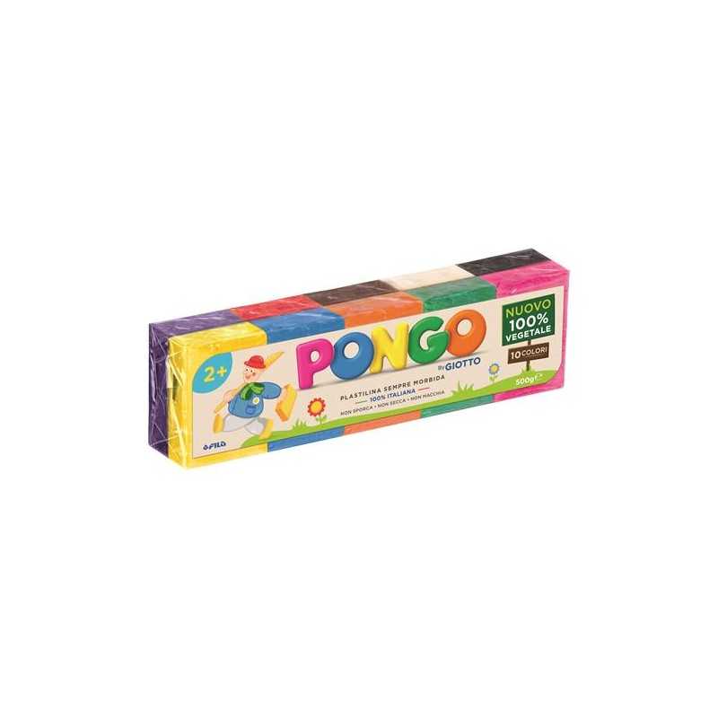 Plastilina Pongo Giotto 10 Colori 500gr 100% Vegetale Fila 2 Anni+