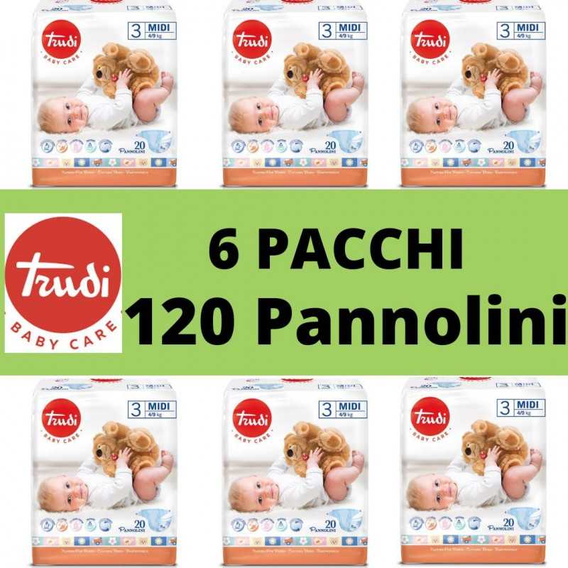 Pannolini Trudi Offerta Taglia 3 6 Pacchi Scatola Risparmio 4-9 kg 120  Pannolini