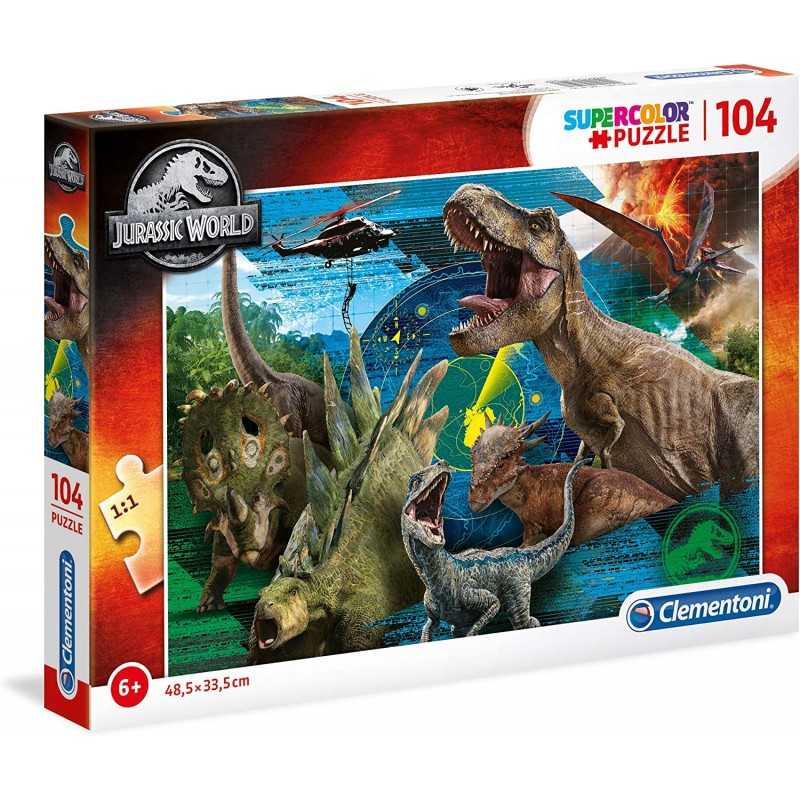 Puzzle Jurassic World Dinosauri 104 pezzi Supercolor Clementoni 6 anni+  48,5 x 33,5 cm 27545