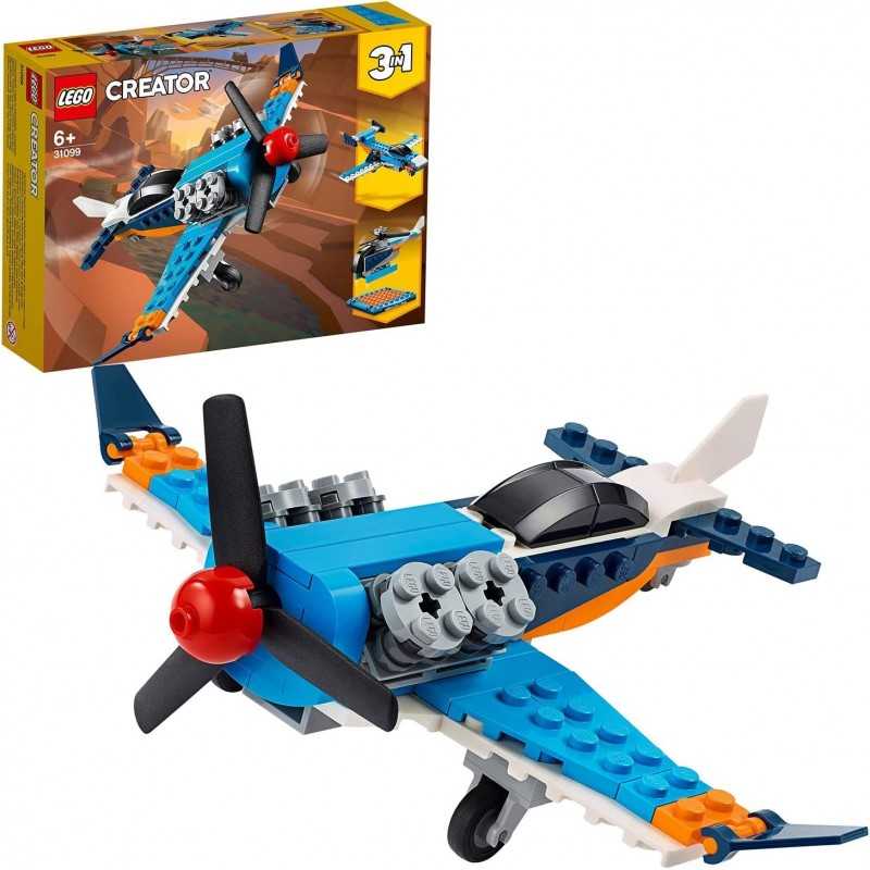 Lego Creator 31099 Aereo a Elica, Elicottero, Aeroplano 3in1 6 Anni