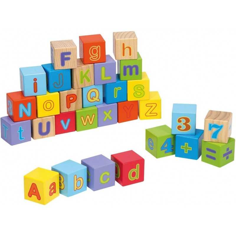 Cubi Giocattolo per Bambini con Lettere e Numeri in Legno 30 Pezzi 16434  Joueco 12 Mesi+