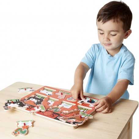 Puzzle Sonoro in Legno per Bambini La Fattoria Giochi ad Incastro 8 Pezzi  10726 Melissa &