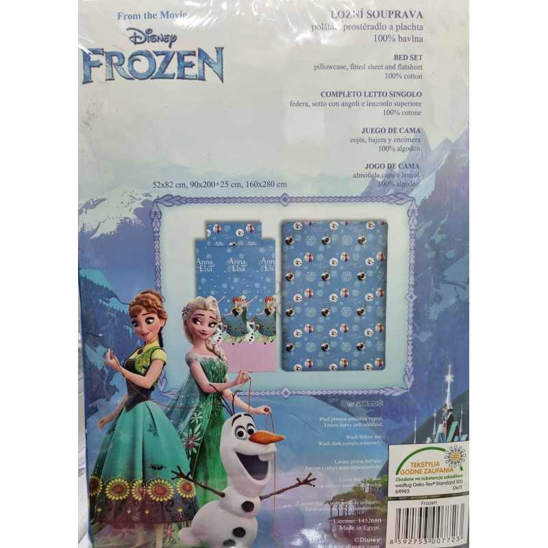 Lenzuola Frozen Letto Singolo 3 Pezzi Cotone Disney Elsa Anna e Olaf 00772  Disney Home