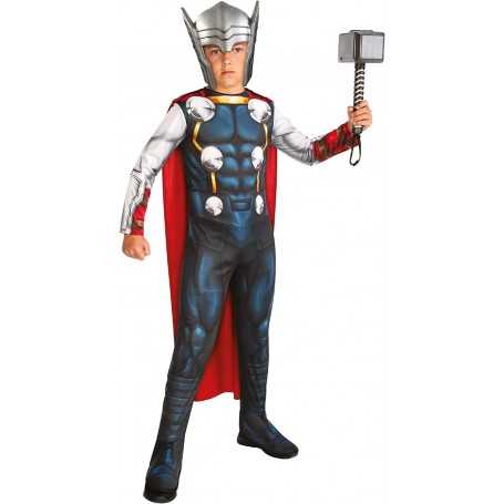 Costume Thor Bambino 5-6 Anni 122 cm con Copricapo e Mantello Taglia S  Originale Avengers